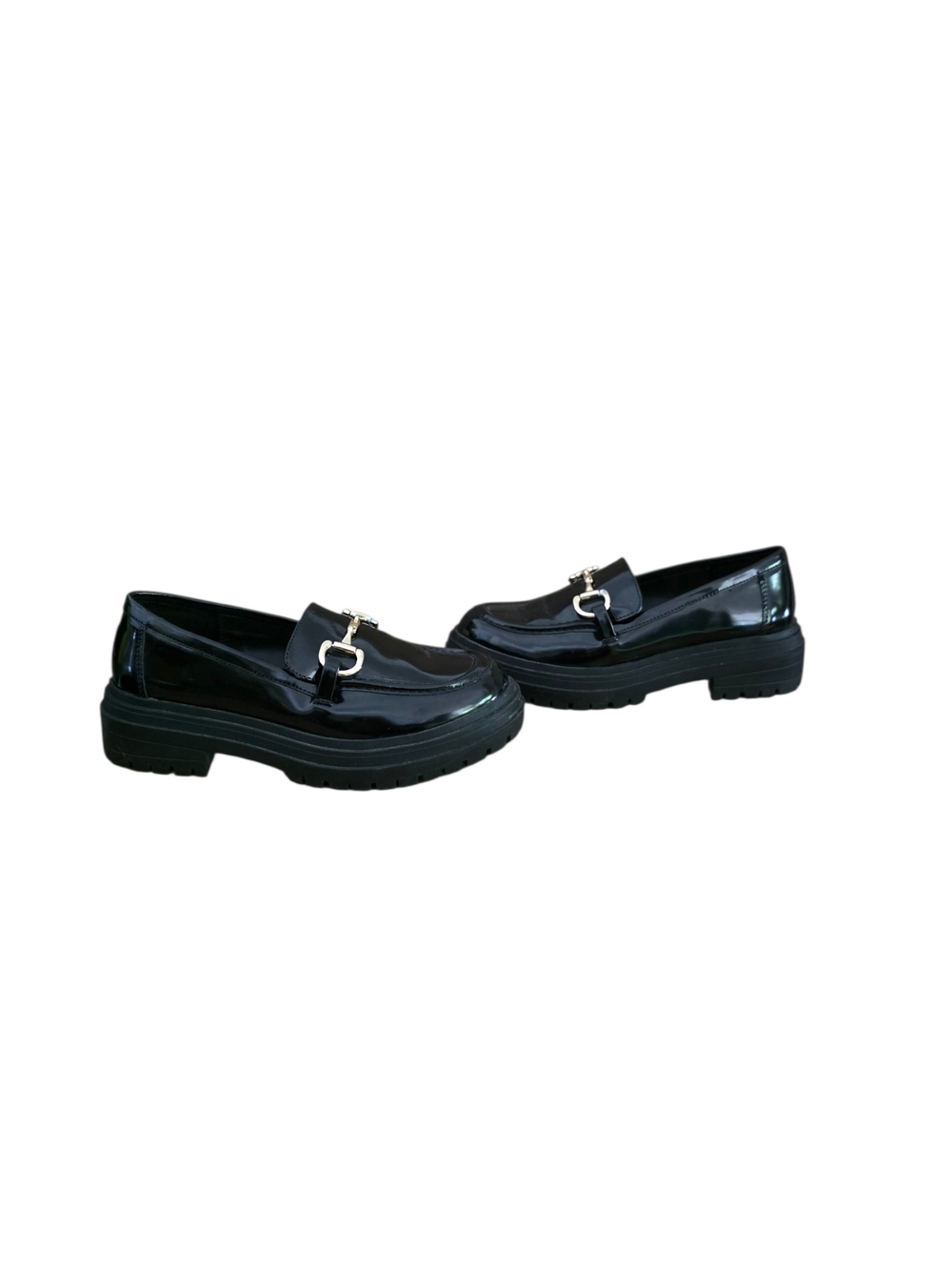 Alfani Black Patent Lug Sole Loafers 5 - Picture 2 of 6